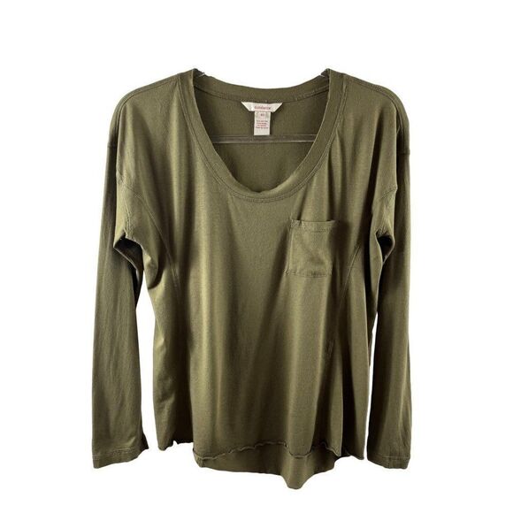 Sundance Side Inset Pocket Long Sleeve Modal Tee Shirt Top Size XS Olive Green - Picture 1 of 6